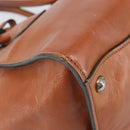PRADA Hand Bag Leather 2way Brown Silver Auth 206531A-15