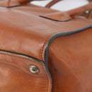 PRADA Hand Bag Leather 2way Brown Silver Auth 206531A-16