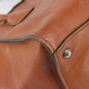 PRADA Hand Bag Leather 2way Brown Silver Auth 206531A-17