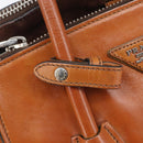 PRADA Hand Bag Leather 2way Brown Silver Auth 206531A-24