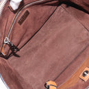 PRADA Hand Bag Leather 2way Brown Silver Auth 206531A-23