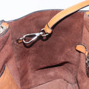 PRADA Hand Bag Leather 2way Brown Silver Auth 206531A-25