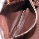 PRADA Hand Bag Leather 2way Brown Silver Auth 206531A-27