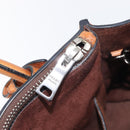 PRADA Hand Bag Leather 2way Brown Silver Auth 206531A-29