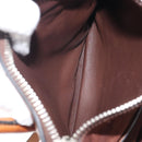 PRADA Hand Bag Leather 2way Brown Silver Auth 206531A-30
