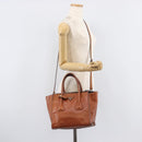 PRADA Hand Bag Leather 2way Brown Silver Auth 206531A-33