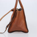 PRADA Hand Bag Leather 2way Brown Silver Auth 206531A-3