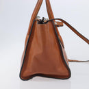 PRADA Hand Bag Leather 2way Brown Silver Auth 206531A-4