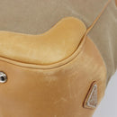 PRADA Hand Bag Canvas Beige Silver Auth 206536-12
