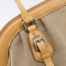 PRADA Hand Bag Canvas Beige Silver Auth 206536-16