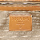 PRADA Hand Bag Canvas Beige Silver Auth 206536-19