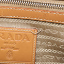 PRADA Hand Bag Canvas Beige Silver Auth 206536-20