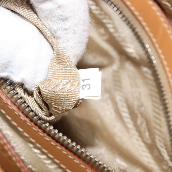 PRADA Hand Bag Canvas Beige Silver Auth 206536