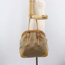 PRADA Hand Bag Canvas Beige Silver Auth 206536-29