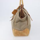 PRADA Hand Bag Canvas Beige Silver Auth 206536-4