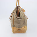 PRADA Hand Bag Canvas Beige Silver Auth 206536-5