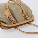 PRADA Hand Bag Canvas Beige Silver Auth 206536-6
