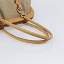 PRADA Hand Bag Canvas Beige Silver Auth 206536-7