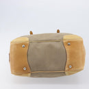 PRADA Hand Bag Canvas Beige Silver Auth 206536-9