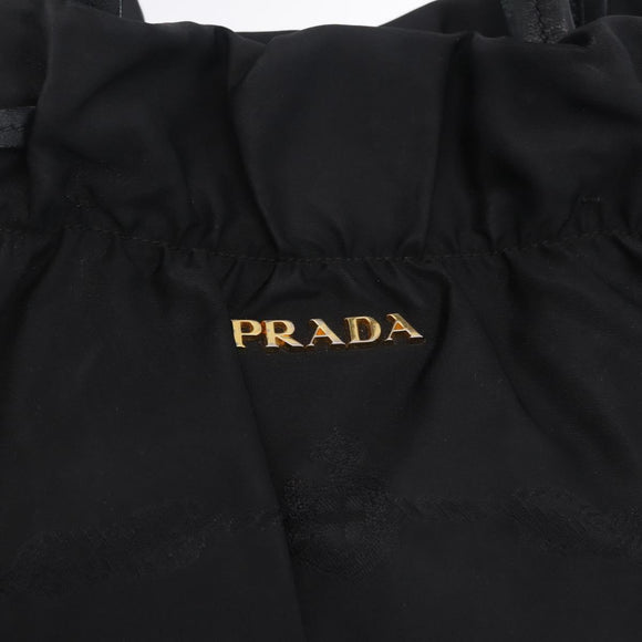 PRADA Tote Bag Nylon Black Gold Auth 206537
