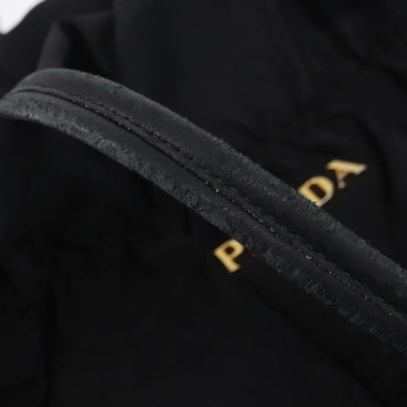 PRADA Tote Bag Nylon Black Gold Auth 206537