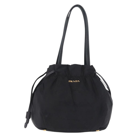 PRADA Tote Bag Nylon Black Gold Auth 206537