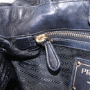 PRADA Tote Bag Nylon Black Gold Auth 206537-22