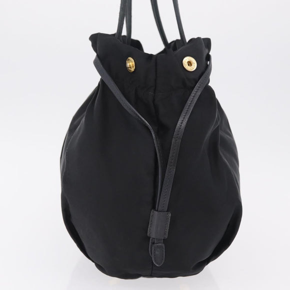 PRADA Tote Bag Nylon Black Gold Auth 206537