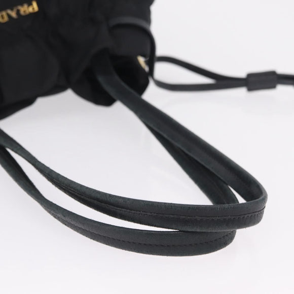 PRADA Tote Bag Nylon Black Gold Auth 206537