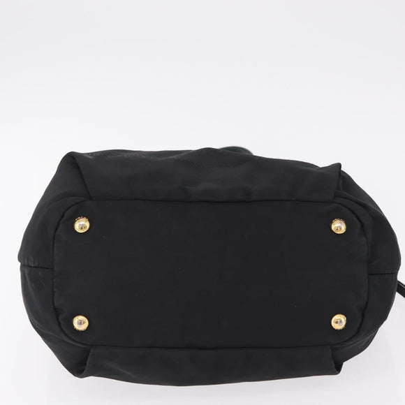 PRADA Tote Bag Nylon Black Gold Auth 206537