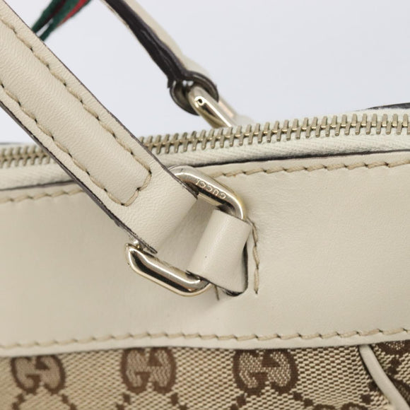 GUCCI GG Canvas Web Sherry Line Hand Bag Beige Gold 269894 Auth 206539A