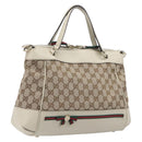 GUCCI GG Canvas Web Sherry Line Hand Bag Beige Gold 269894 Auth 206539A-1