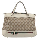 GUCCI GG Canvas Web Sherry Line Hand Bag Beige Gold 269894 Auth 206539A-2