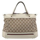 GUCCI GG Canvas Web Sherry Line Hand Bag Beige Gold 269894 Auth 206539A-3
