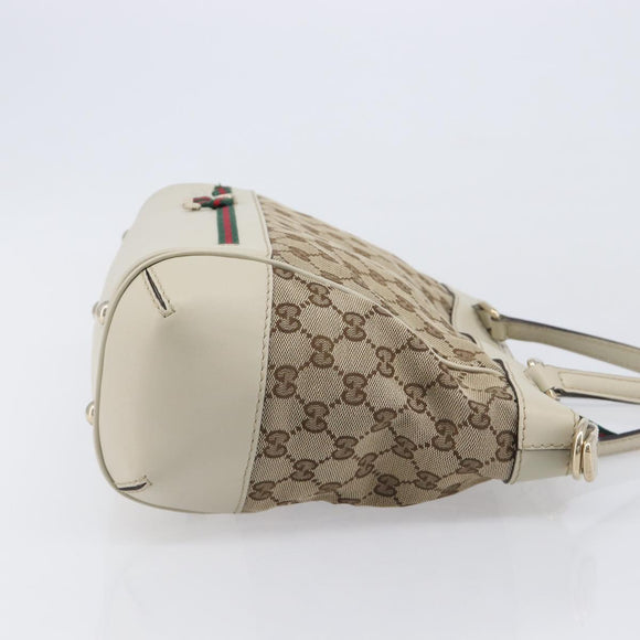 GUCCI GG Canvas Web Sherry Line Hand Bag Beige Gold 269894 Auth 206539A