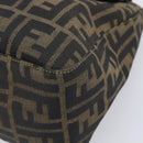 FENDI Zucca Canvas Hand Bag Black Brown Auth 206541A-10