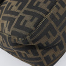 FENDI Zucca Canvas Hand Bag Black Brown Auth 206541A-11