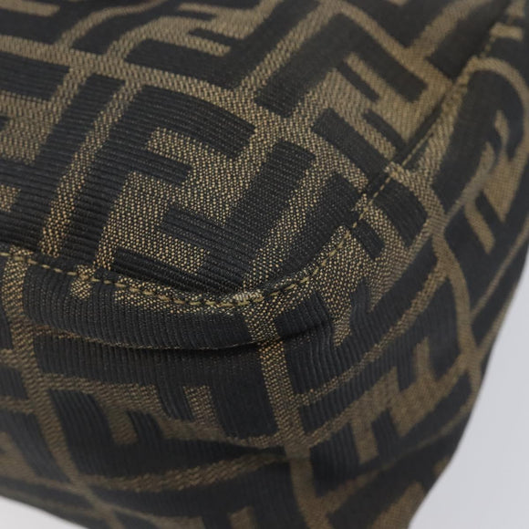 FENDI Zucca Canvas Hand Bag Black Brown Auth 206541A