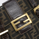 FENDI Zucca Canvas Hand Bag Black Brown Auth 206541A-14
