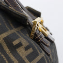 FENDI Zucca Canvas Hand Bag Black Brown Auth 206541A-15