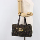 FENDI Zucca Canvas Hand Bag Black Brown Auth 206541A-26