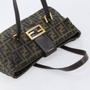 FENDI Zucca Canvas Hand Bag Black Brown Auth 206541A-6
