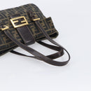 FENDI Zucca Canvas Hand Bag Black Brown Auth 206541A-7