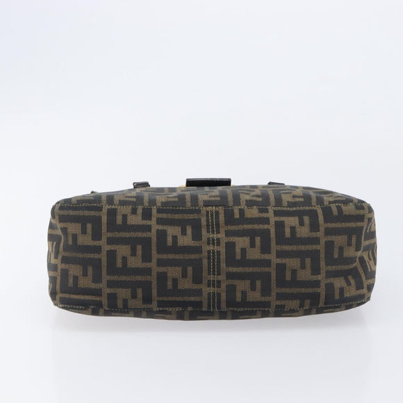 FENDI Zucca Canvas Hand Bag Black Brown Auth 206541A