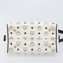 MCM Logogram Vicetos Hand Bag PVC Leather 2way White Gold Auth 206543A-5
