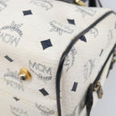 MCM Logogram Vicetos Hand Bag PVC Leather 2way White Gold Auth 206543A-15