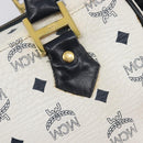 MCM Logogram Vicetos Hand Bag PVC Leather 2way White Gold Auth 206543A-17