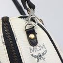 MCM Logogram Vicetos Hand Bag PVC Leather 2way White Gold Auth 206543A-19