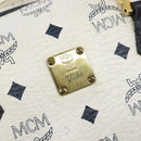 MCM Logogram Vicetos Hand Bag PVC Leather 2way White Gold Auth 206543A-20