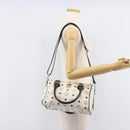 MCM Logogram Vicetos Hand Bag PVC Leather 2way White Gold Auth 206543A-30